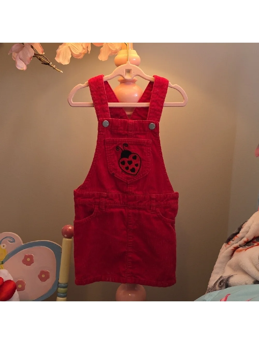The Children's Place Vibrant Red Overalls with Ladybug Patch